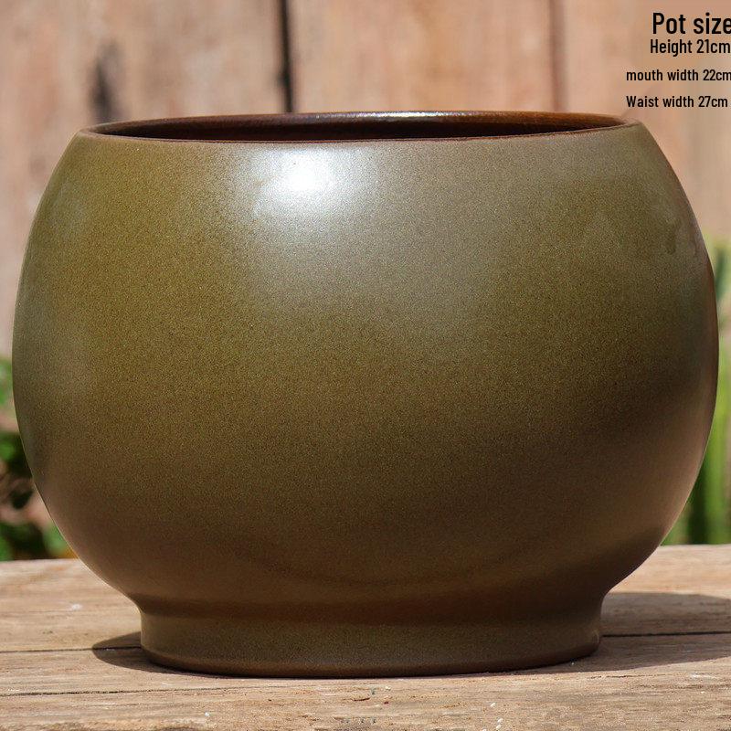 Handcrafted Retro Ceramic Pot for Large Succulents and Plants - Tall Cylinder Design for Bougainvillea, Roses, and Hydrangeas