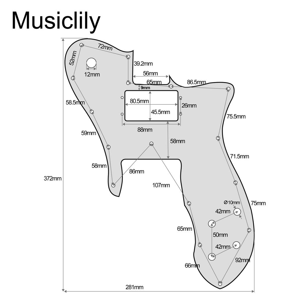 Musiclily Pro 16-Hole Telecaster Pickguard with Wide Range Humbucker for Fender American/Mexican 72 Tele Custom Electric Guitars, Cream 3-Piece Set