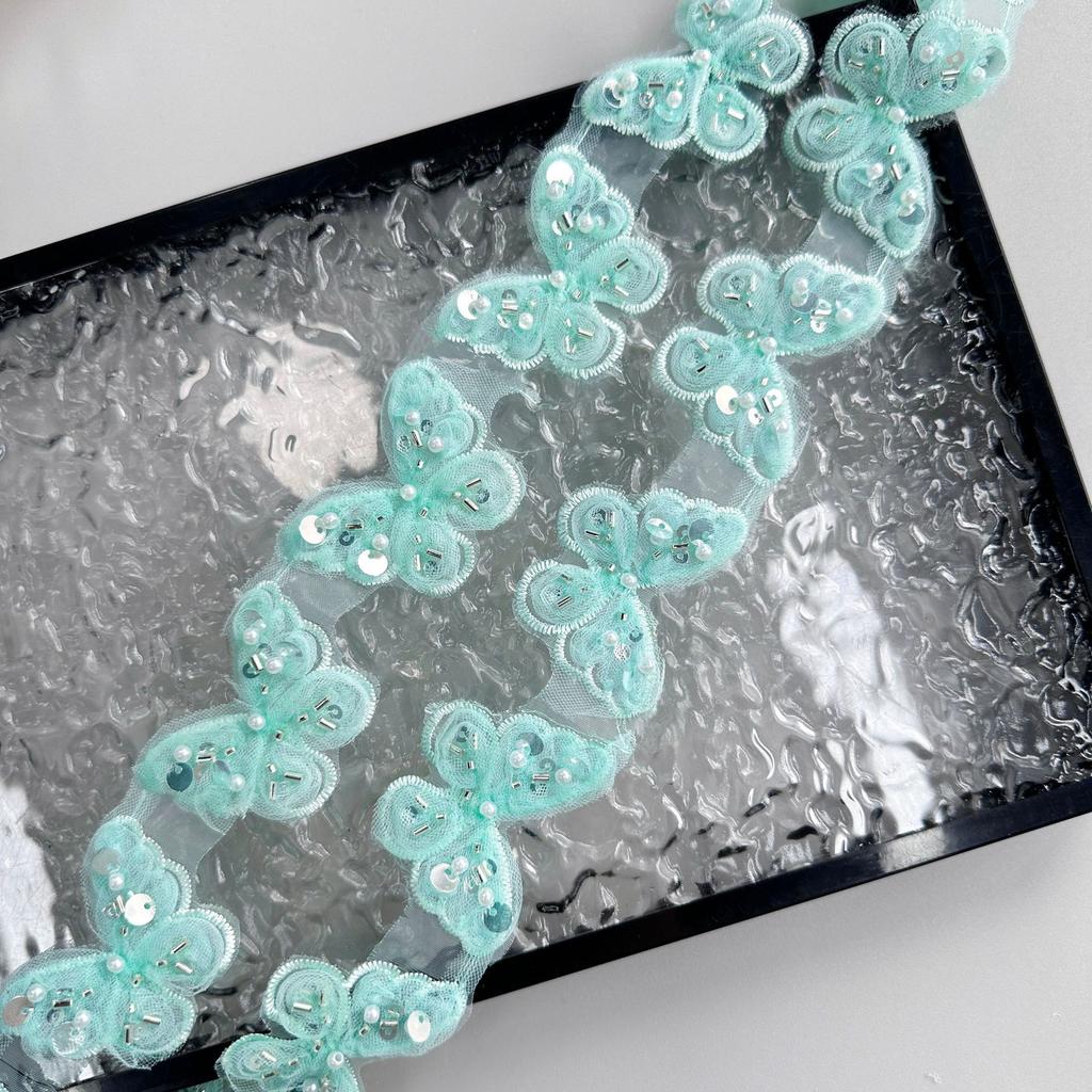 Цветная вышивка Бабочка Ручная работа Бисер Штрих-код Одежда Платье Лолиты Декоративное кружево Кружево с бабочками Аксессуары