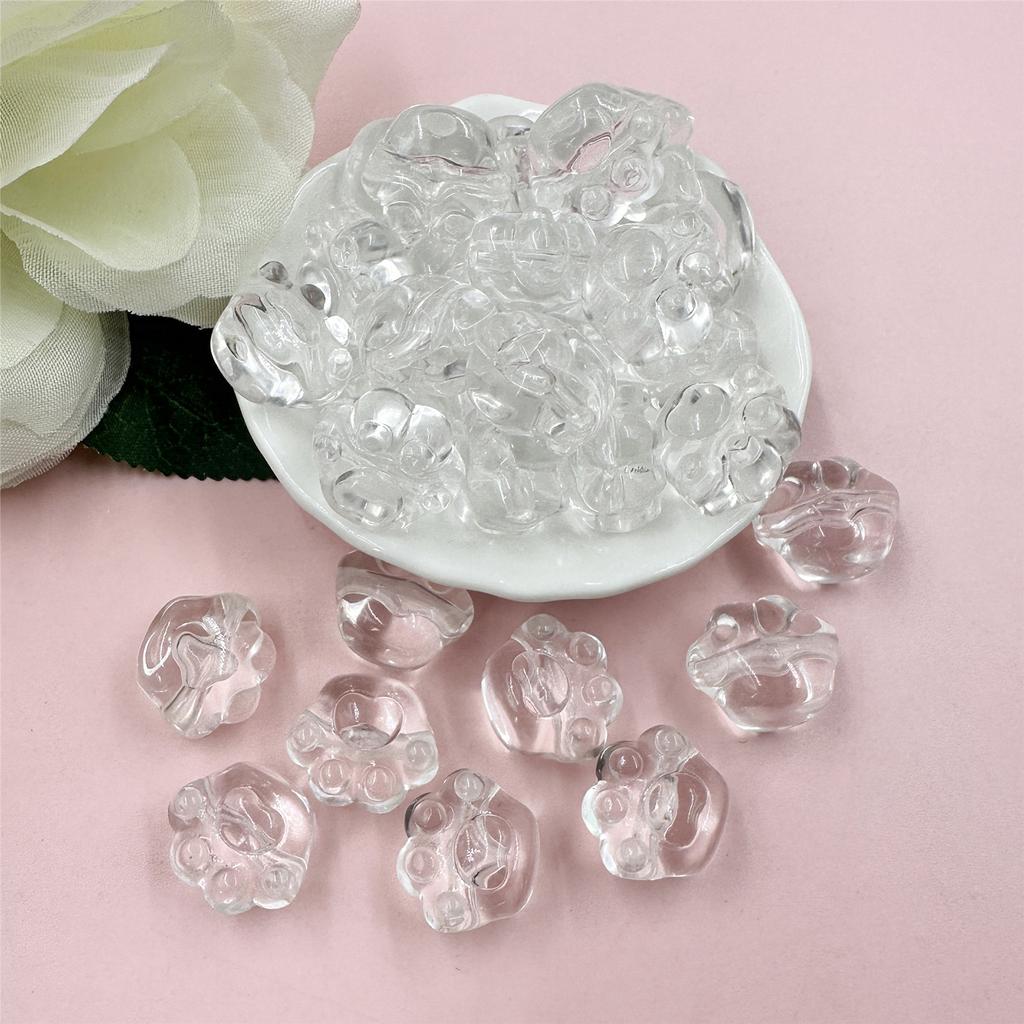 Home Party Supplies Jewelry Crystal Bear Paw Straight Gole Cartoon 30PCS/Bag Beaded Children's Bracelet DIY Transparent Pendant 18 * 17mm