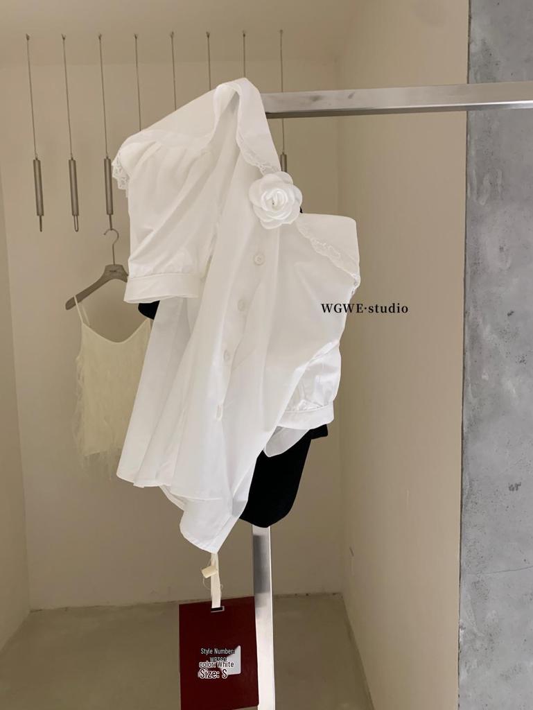 Модная темно-синяя рубашка с коротким рукавом и воротником для женщин Guangzhou Thirteen Hong Весна/Лето