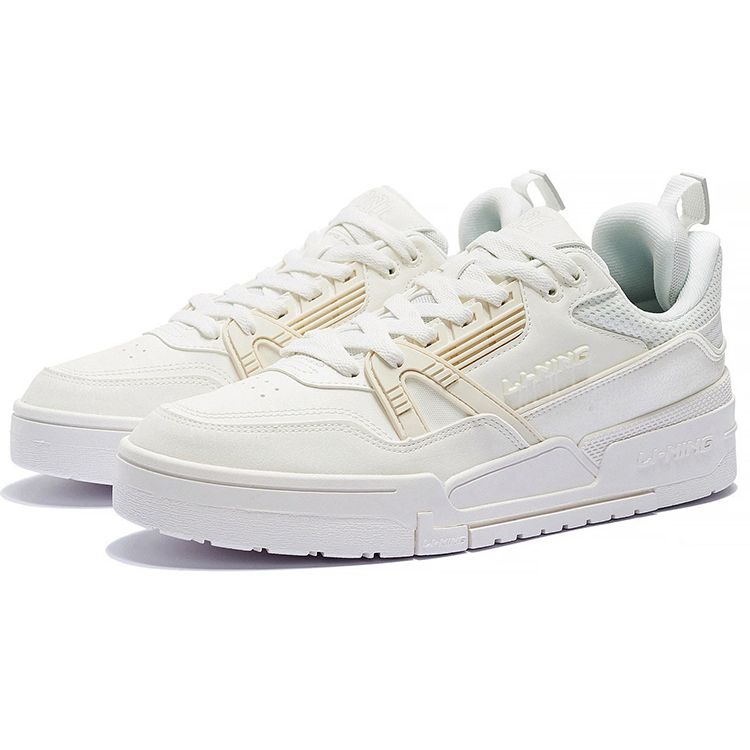Li Ning 001 Btc противоскользящие легкие низкие кроссовки для скейтбординга мужские белые AGCS103-1