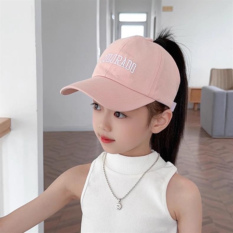 Комплект из 1 детской шапки, летние пустые цилиндры, детские шапочки с язычком утки, шляпы от солнца с вышитым бантом для девочек, бейсболки с завязанным хвостиком