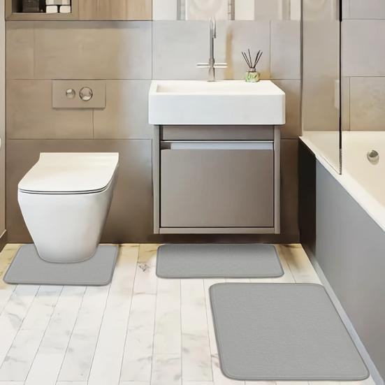 Комплект из 3 ковриков для ванной комнаты, впитывающие, быстросохнущие, коврики для ванной комнаты, U-образный контурный коврик для унитаза, нескользящий