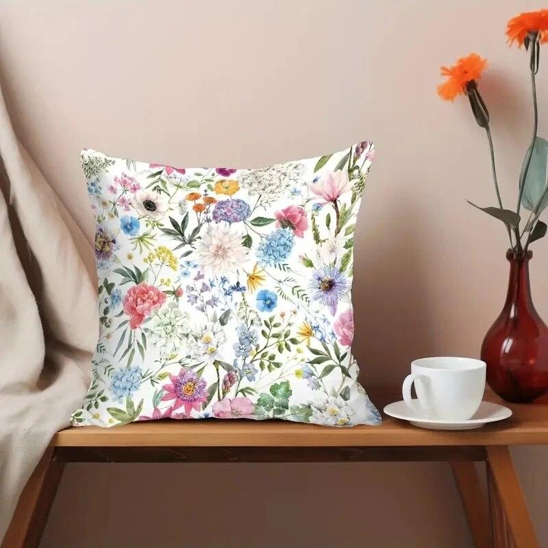 1 шт. Наволочка с цветочным узором и цветочным принтом 17,7*17,7 дюймов, мягкая наволочка для домашнего декора, наволочка с акцентом, легко чистится