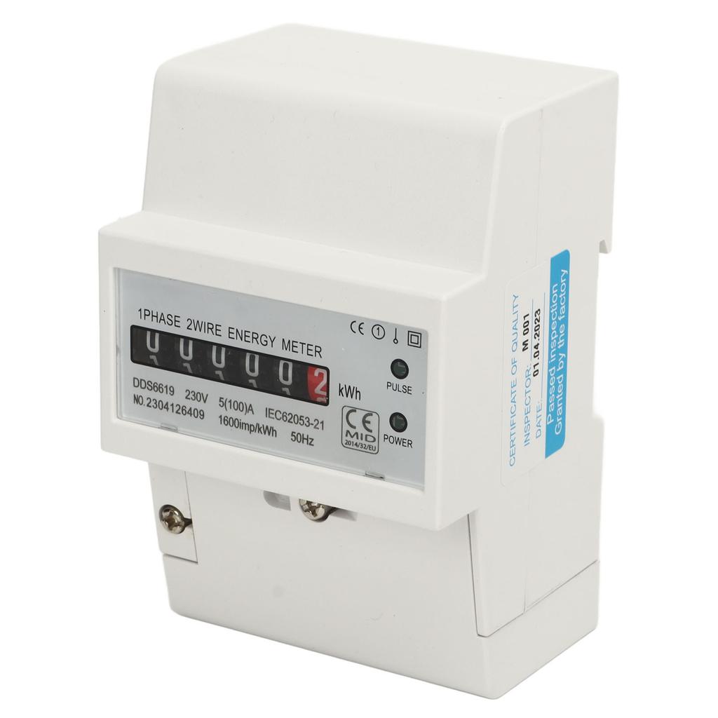 Счетчик электроэнергии однофазный DIN-рейка Ваттметр потребления энергии Измеритель энергии Монитор использования электроэнергии 230В 5(100)К