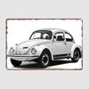 White VW Beetle Compact Car Retro Classic Car Metal Poster Sign Garage Club Custom Wall Tin Room Decor Home Decor