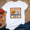 Halloween Be Thankful Pumpkin Print Women White T Shirt Sweet Fall Greatful Blessed Female Short Sleeve