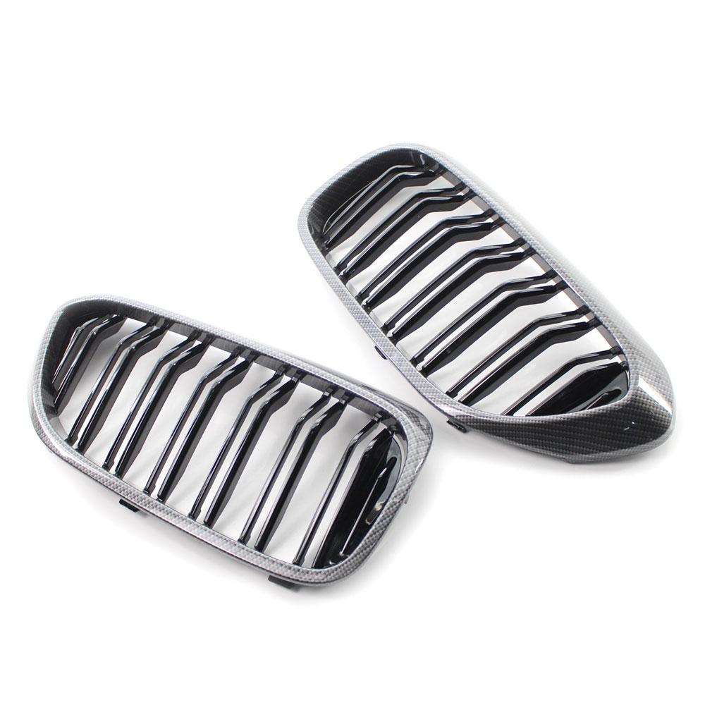 Решетка переднего бампера из углеродного волокна для BMW 5 серии M5 G30 G31 520i 530i 540i ABS 2-планочная глянцево-черная передняя решетка радиатора матовая