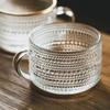 Nordic Style Retro Embossed Glass Cups Sunflower Transparent Coffee Cup Pearl Milk Tea Cold Drink Juice Mug with Gold Line