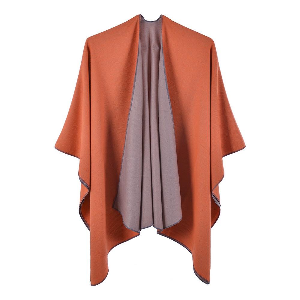 Women S Double Sided Faux Cashmere Split Shawl Cloak Warm Air Condition Blanket