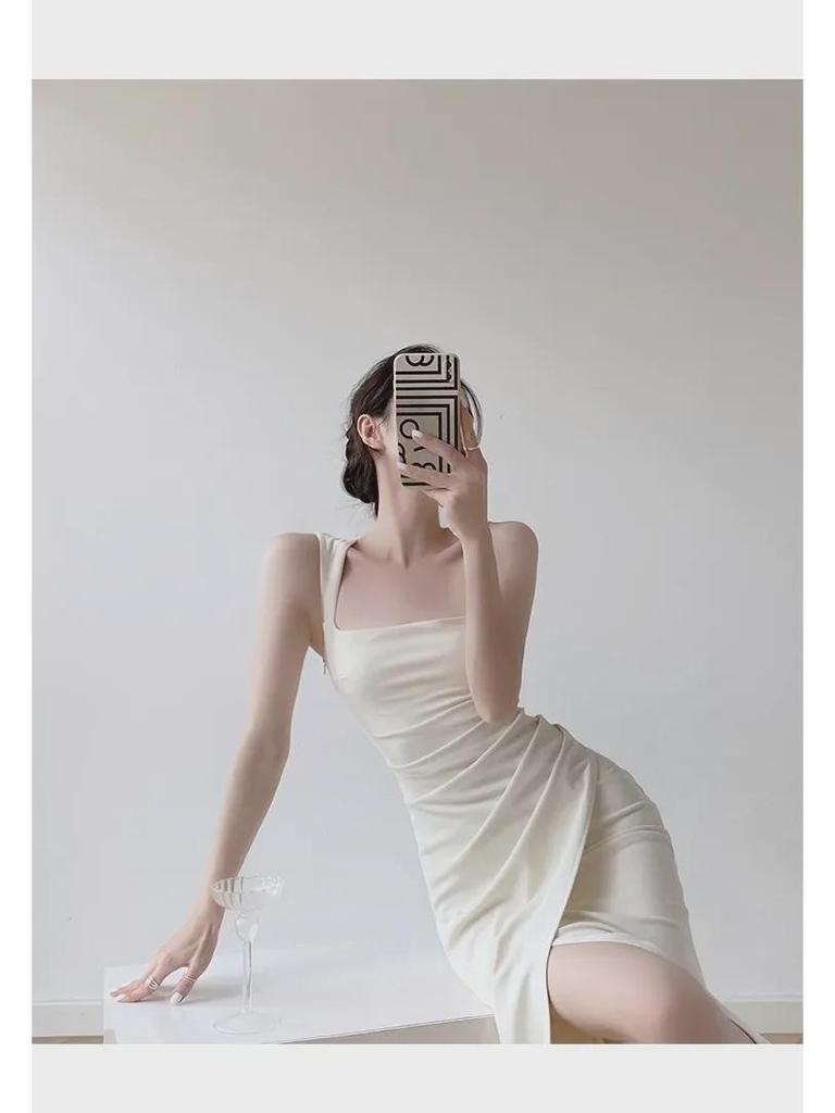 Элегантное летнее платье с принтом «рыбий хвост»: Высококачественный квадратный воротник во французском стиле для женщин