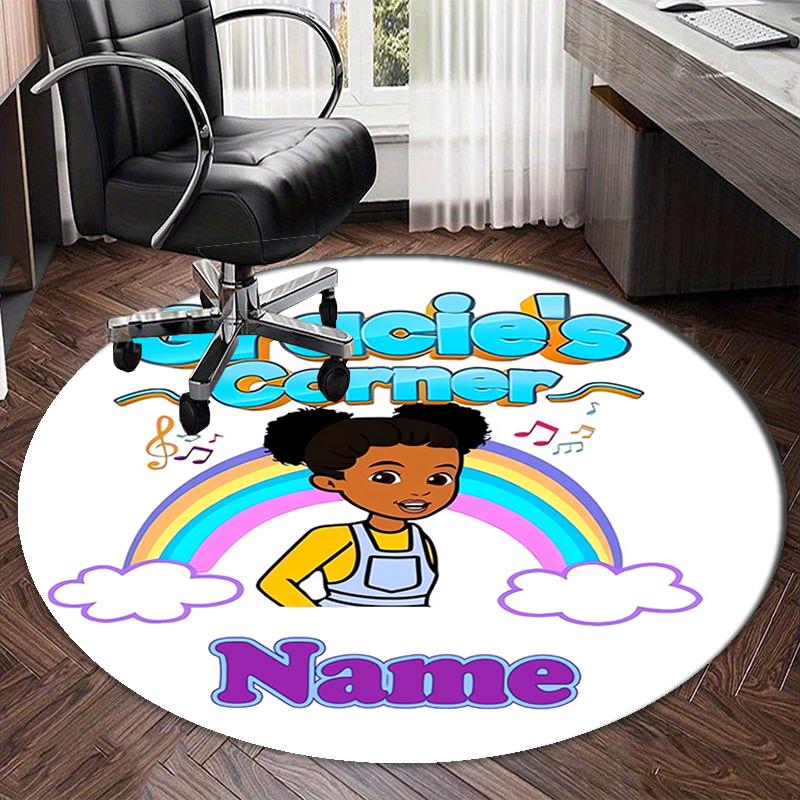 Custom Name Gracie's Corner Printed Round Rug Carpet Chair Rug Area Rug Entryway Doormats,for Office Chair Living Room Bedroom Kitchen Room.