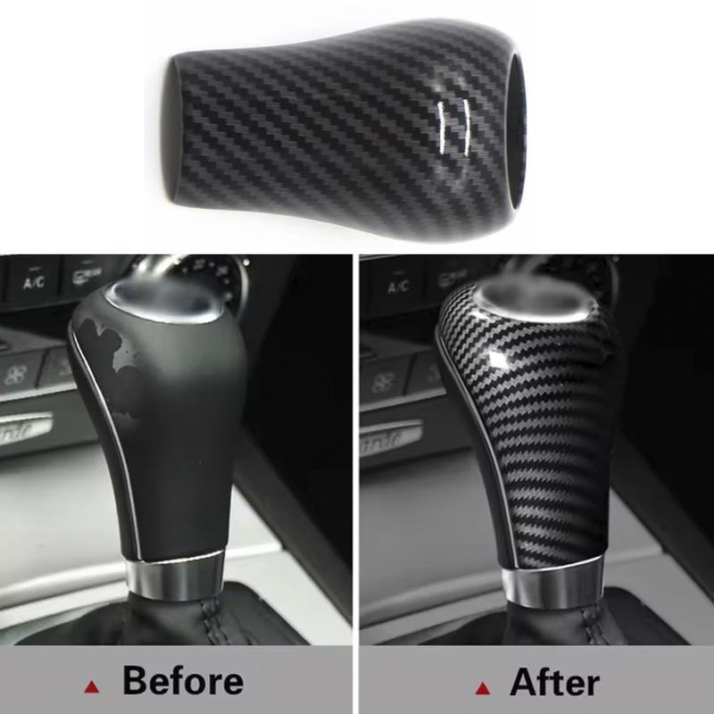 Carbon Fiber style Car Gear Shift Knob Decorative Cover Fit For Mercedes For Benz W204 W212 A C E GLS Class Handle Sleeve Shell