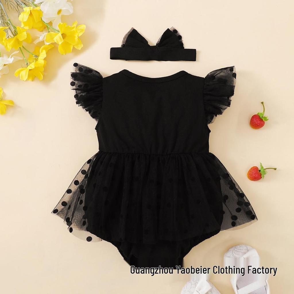 Summer Patchwork Mesh Sleeveless Romper for Baby Girls - Bestseller Triangle Bodysuit