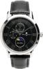 Salvatore Marra Moon Phase 5 ATM Water Leather Limited Men's Multi-Calendar Watch, Resistant, Strap, Edition, Silver/Black, SM21106-SSBK