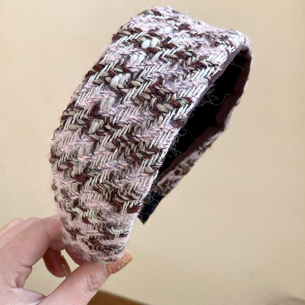 Anti-Slip Wide Brim Hairband Tweed Knitted Thick Knitted Headband Turban Headband Makeup Washing