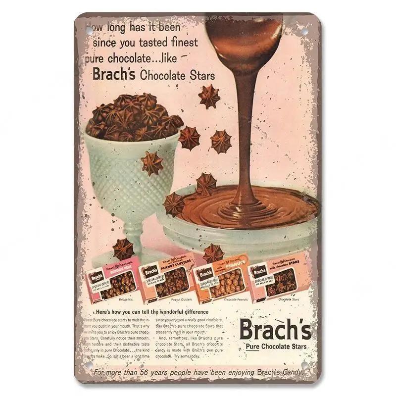 Винтажная металлическая табличка "Шоколадный торт" Вкусный десерт Жестяной знак для кофейни Пекарни Ретро Настенный декор Домашний декор Постер П