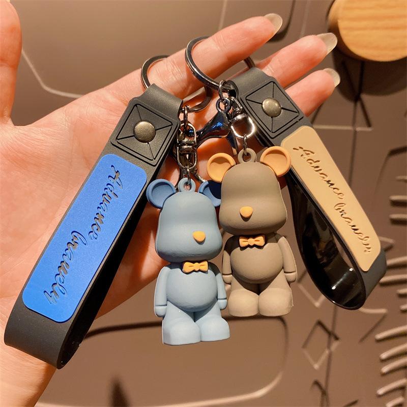 Personalized Silicone Bow Tie Bear Doll Keychain Car Key Chain Cartoon Couple Bag Pendant