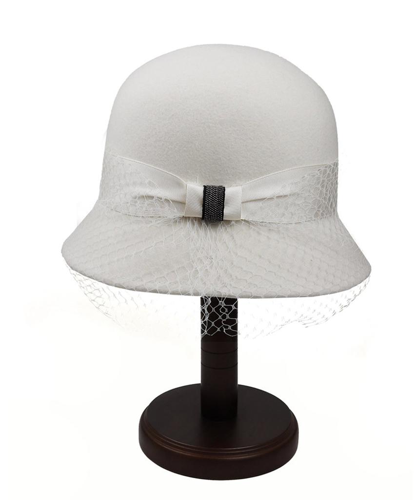 Kaliseumontapone Lucia Wool Veil Beaded Cloche Hat
