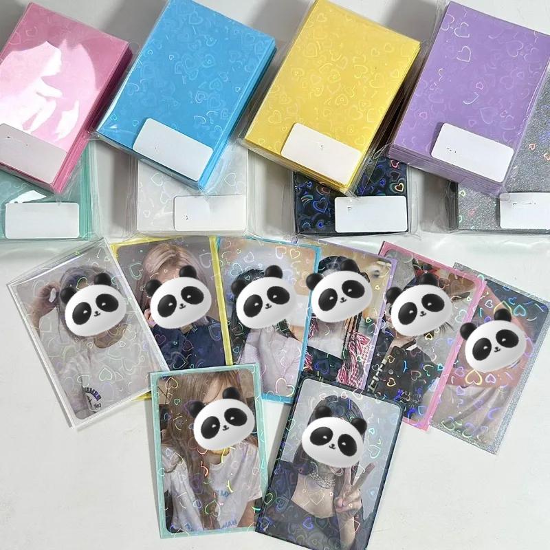 50pcs Simplicity Shiny Kpop Idol Photocard Holder Chic Ins Korean Glitter Heart Style Photocard Cover Case ID Student Card Film