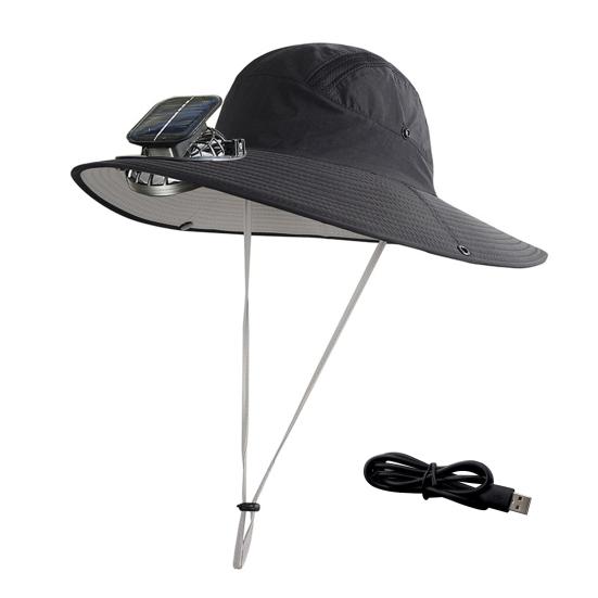 Рыбацкая шляпа с вентилятором на солнечной батарее с широкими полями, ветрозащитная шляпа для рыбалки, кемпинга, пешего туризма, защиты от солнца для мужчин