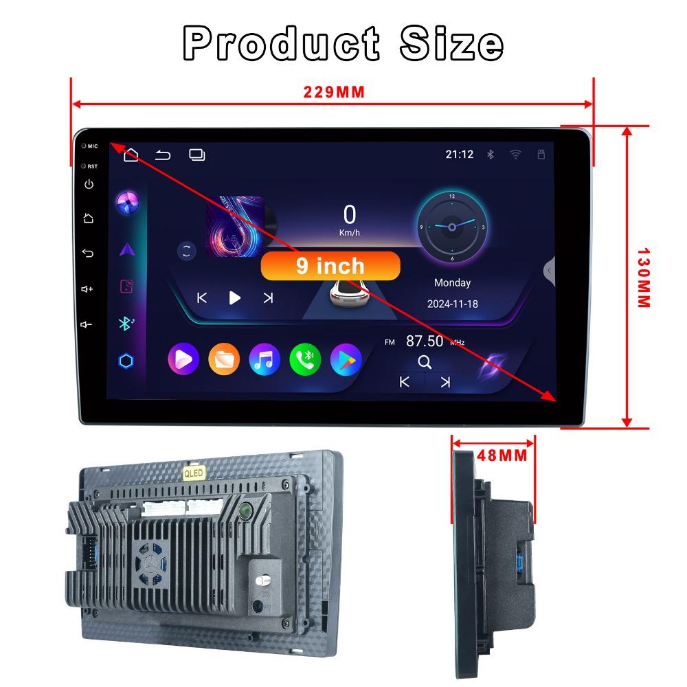 Android 14 Автомобильный Радио Мультимедийный Плеер Авторадио Carplay true 1 Din Универсальное Головное Устройство Авто Аудио Стерео Автомобильный GPS Навигатор WIFI DSP