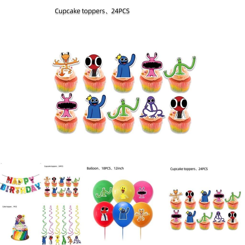 Яркий набор украшений и принадлежностей для детской вечеринки в стиле Roblox Rainbow Friends на день рождения