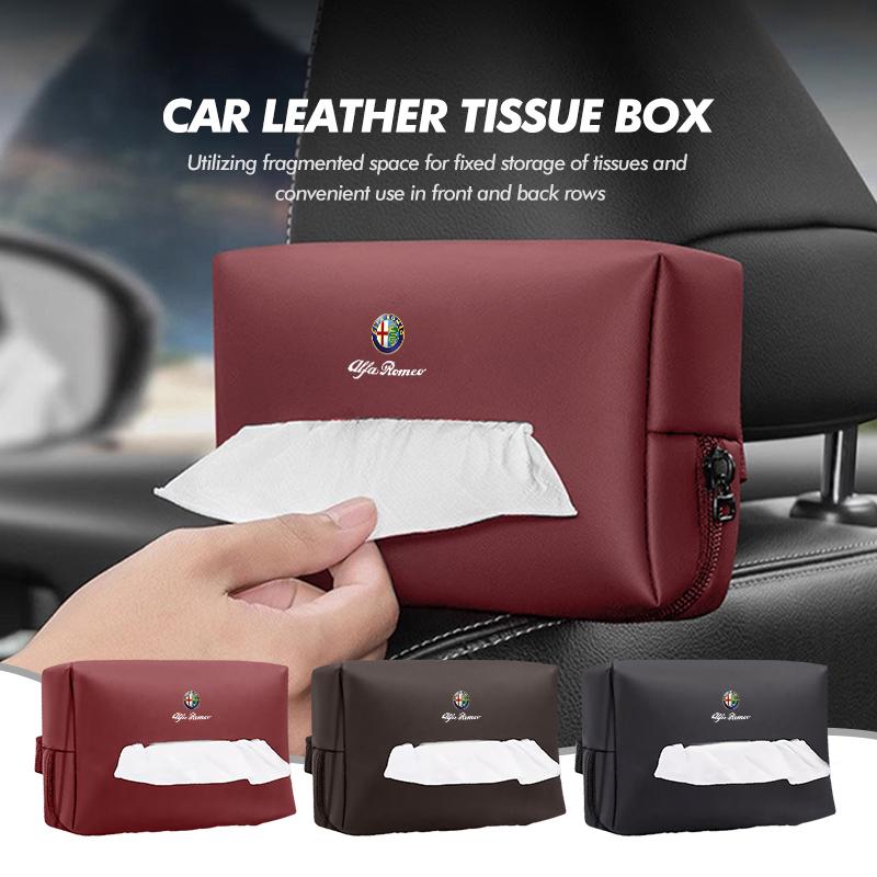 phngj8 Car Logo Center Console Armrest Tissue Box Seat Back Hanging Paper Boxs For Alfa Romeo 159 Giulietta 156 147 Giulia Mito GT