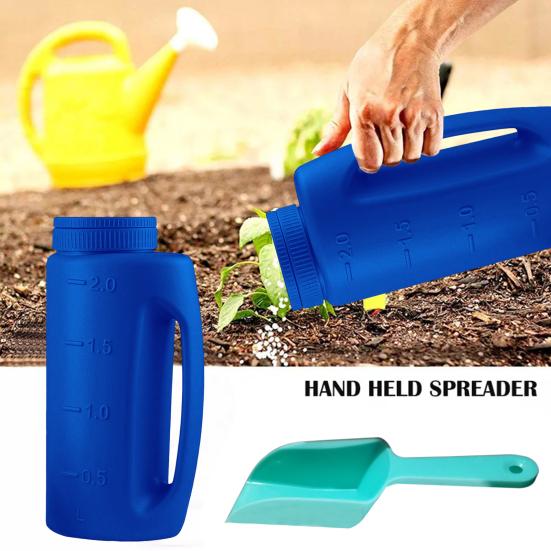 Ручной разбрасыватель соли 2 л Разбрасыватель удобрений с регулируемыми режимами открытия Ручной разбрасыватель с совком