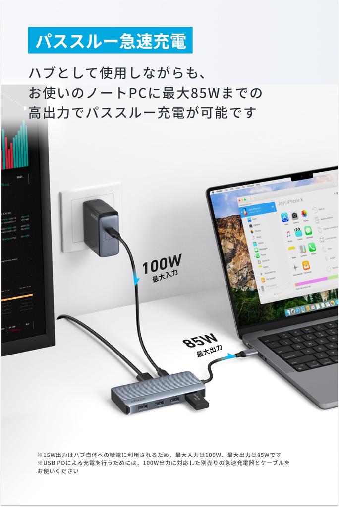 Хаб Anker Dual с USB PD 100 Вт, HDMI 4K, передача данных 10 Гбит/с, совместим с MacBook, Dell, iPad и другими устройствами USB-C (7-в-1, Дисплей) Поддержка, Порт, Высокоскоростной