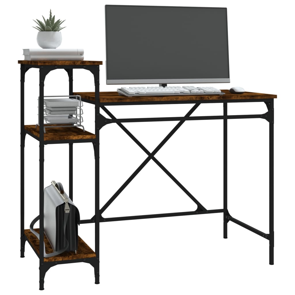 Desk with Shelf Smoked Oak Finish 105 x 50 x 90 cm Engineered Wood