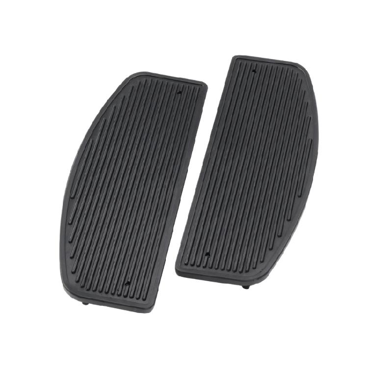 Hard Rubber Motorcycle Floorboard Insert Pair, Ribbed Front Replacement Pads, D-Shape Black Set, Left Right Pads, 30cm/11.8inch x 10.5cm/4.1inch