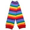 Rainbow Colored Striped Fingerless Arm Sleeve Warmer Knitted Sunscreen Halloween Costume Gloves