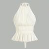 Sleeveless Chiffon Vest Tops Halter Women's Crop Top Simple Lace-up Camisole  Club