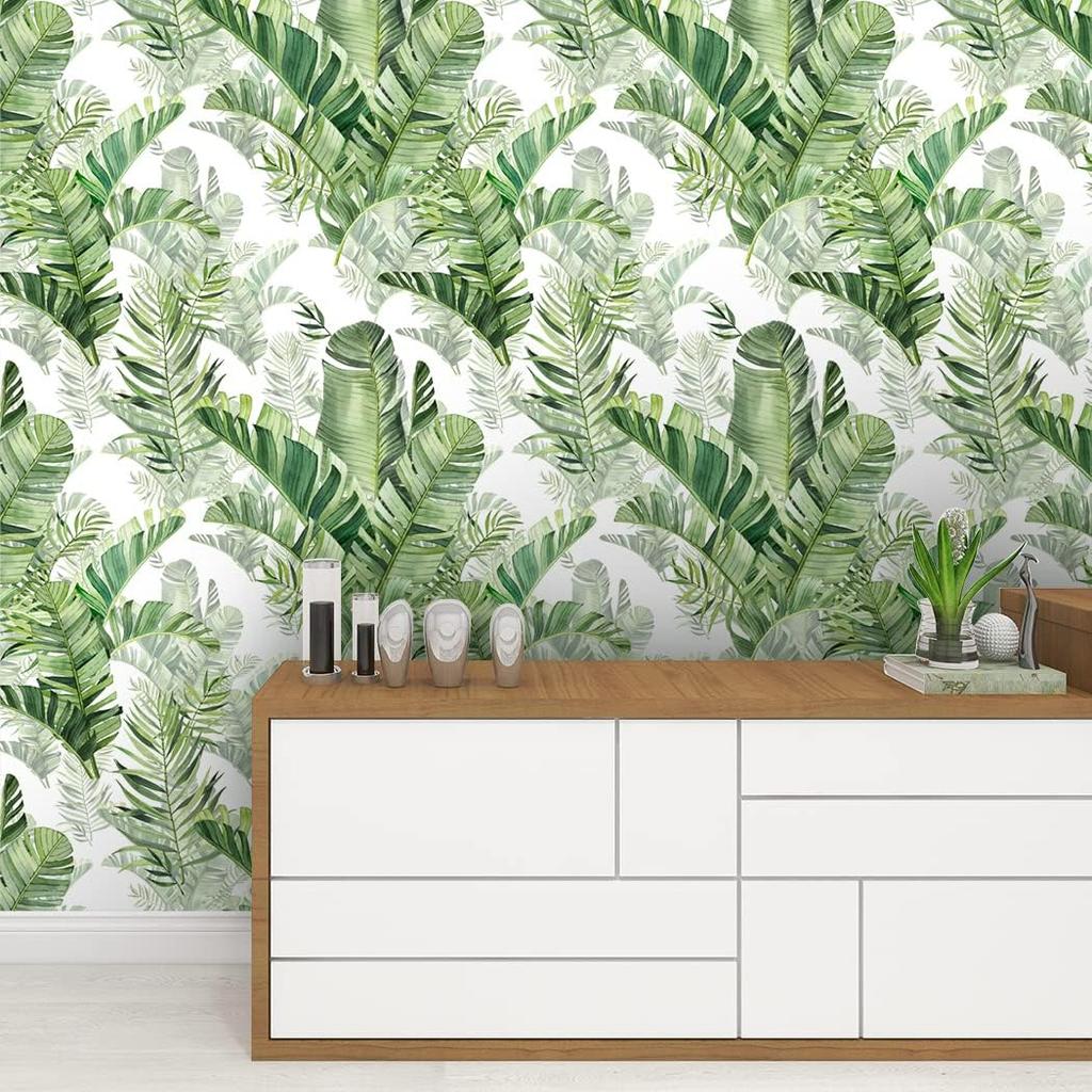 Tropical Palm Leaf Peel and Stick Wallpaper Rainforest Self Adhesive Wallpaper Vinyl Green Leaf Removable Contact Paper