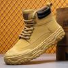 Martin Boots Men's High-top Autumn and Winter British Style Retro Kick Can't Be Rotten Big Yellow Boots Outdoor Desert Soft Leather Tooling Boots