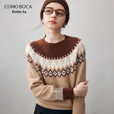 Женский утепленный кашемировый свитер в стиле Fair Isle от Kemengboka