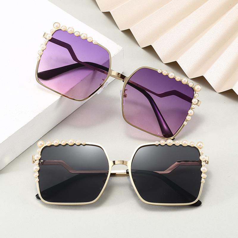 Oversized Square Sun Glasses Ladies 2025 New Luxury Pearl Sunglasses Women Brand Designer Fashion Shades Big Frame Eyewear