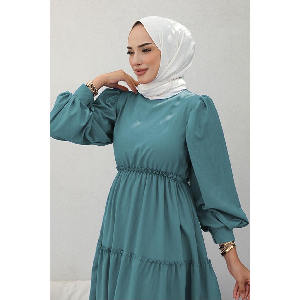 Benay Floor Detail Hijab Dress 1102- Black