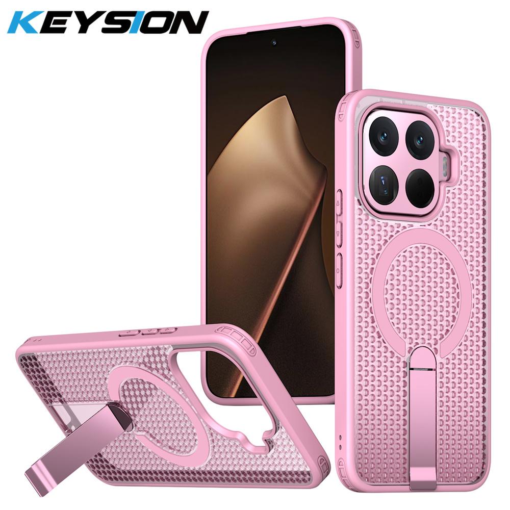 KEYSION Магнитный чехол с полыми элементами для рассеивания тепла для Xiaomi 17T Pro 5G, охлаждающий, со скрытой подставкой, противоударный чехол для телефона для Xiaomi 17T 5G