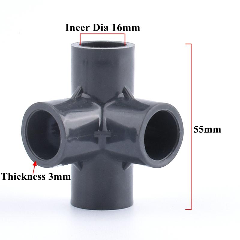 1~5 шт. 16 мм темно-серые фитинги для труб из ПВХ, соединители для аквариума, прямой тройник, колено, соединительное соединение, садовая труба из ПВХ, аксессуары для самостоятельного монтажа