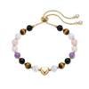 Amethyst Stainless Steel Pulling Bracelet Women's Gold Love Beaded Crystal Bracelet Obsidian Bracelet Jewelry