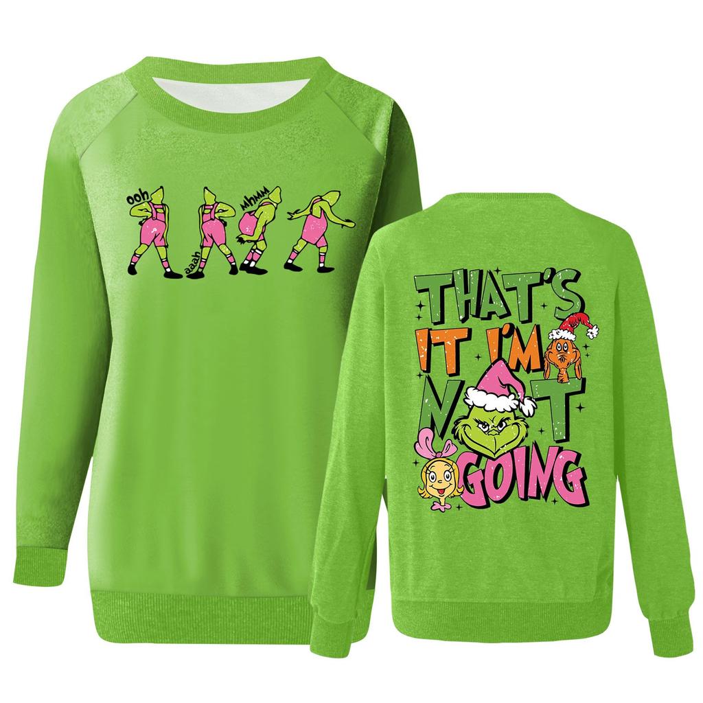 Женский повседневный модный рождественский принт с длинным рукавом и круглым вырезом, пуловер, топ