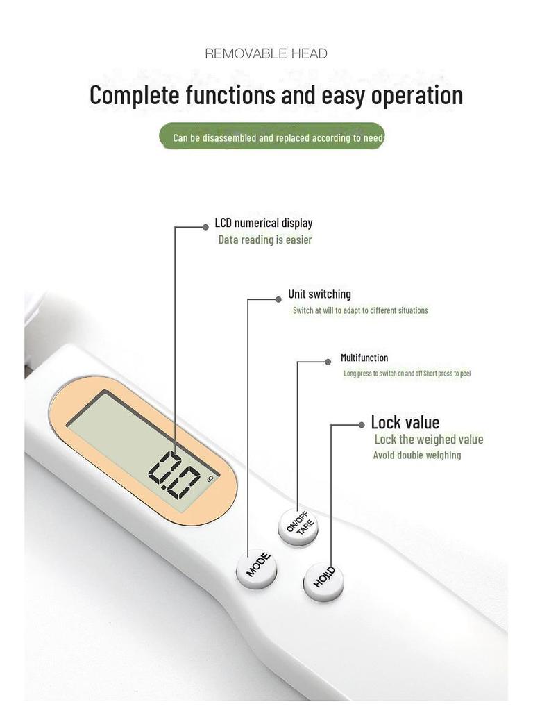 Электронные кухонные весы-ложки - компактные цифровые пищевые весы для ингредиентов, белые
