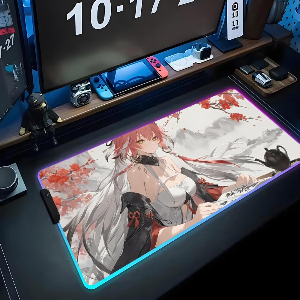 Changli wuthering Коврик для мыши RGB Игровой коврик для мыши Большой светодиодный коврик Настольный коврик для ПК Светящийся коврик для мыши Большие коврики для клавиатуры Настольный ковер С