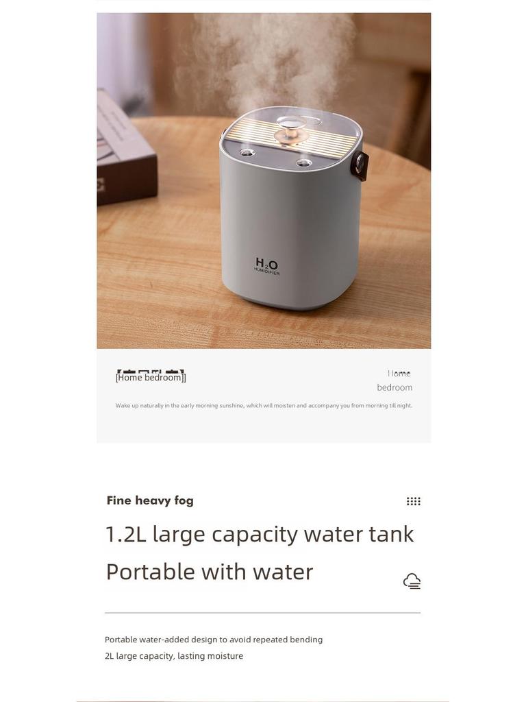 Бесшумный портативный увлажнитель с двойным распылением для дома и офиса
