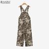 ZANZEA Женские леопардовые принты свободные повседневные без рукавов широкие комбинезоны комбинезоны