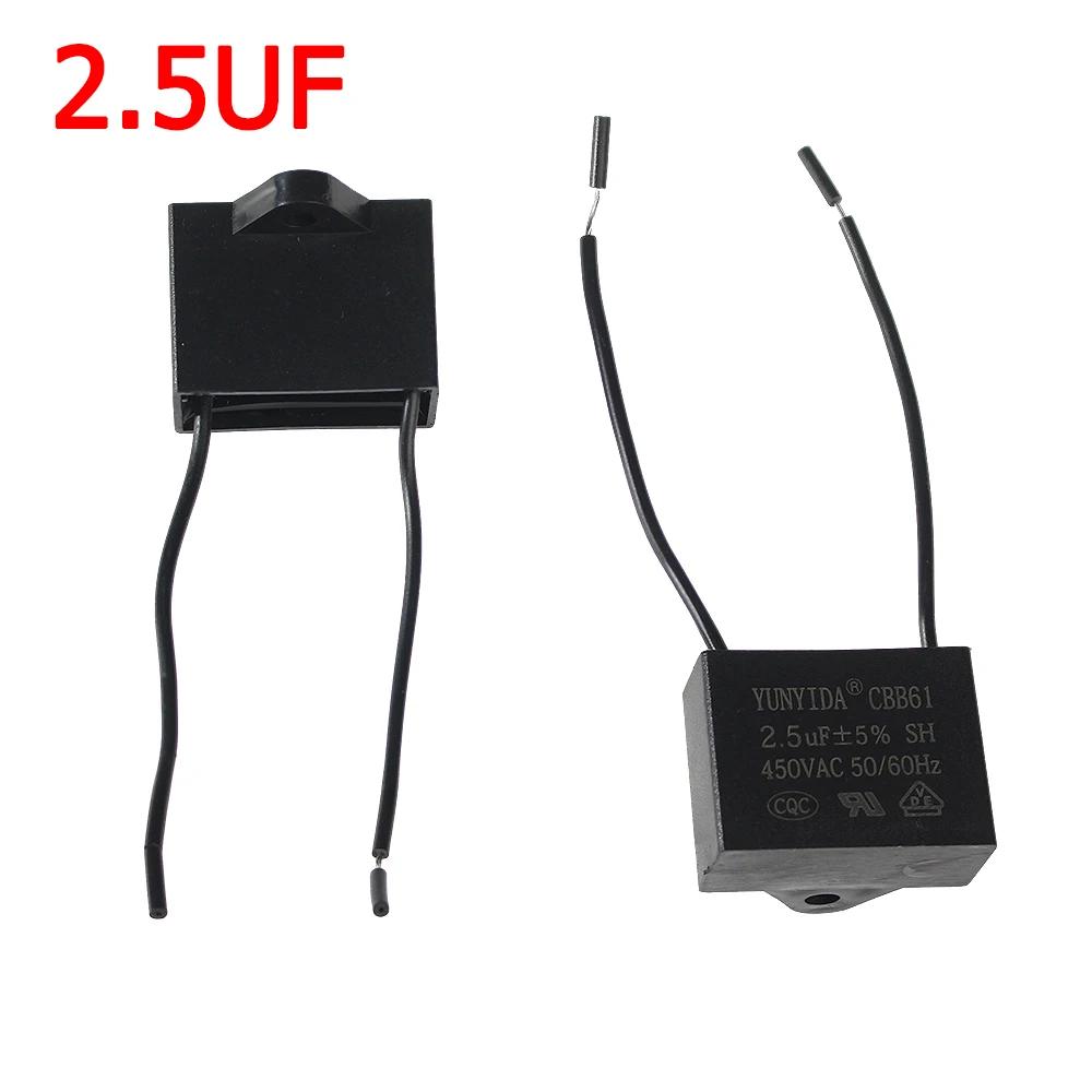 3pcs CBB61 450V Fan Capacitor 0.8/1/1.2/1.5/1.8/2/2.5/3/3.5/4/4.5/5/6/7/8/10 UF Ceiling Fan Motor Run Rectangle Capacitors Kit