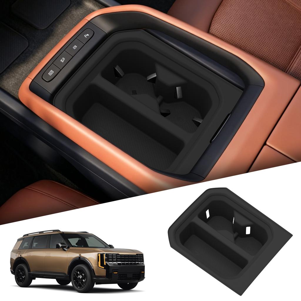 Smabee for Kia Telluride 2027 Base LX Trim Full Coverage Center Console Cup Holder Storage Tray Silicone Car Accessories Black